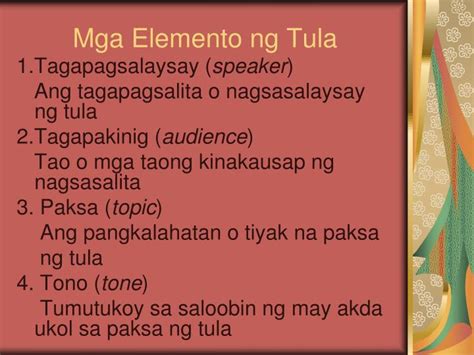 ibigay ang mga elemento ng tula